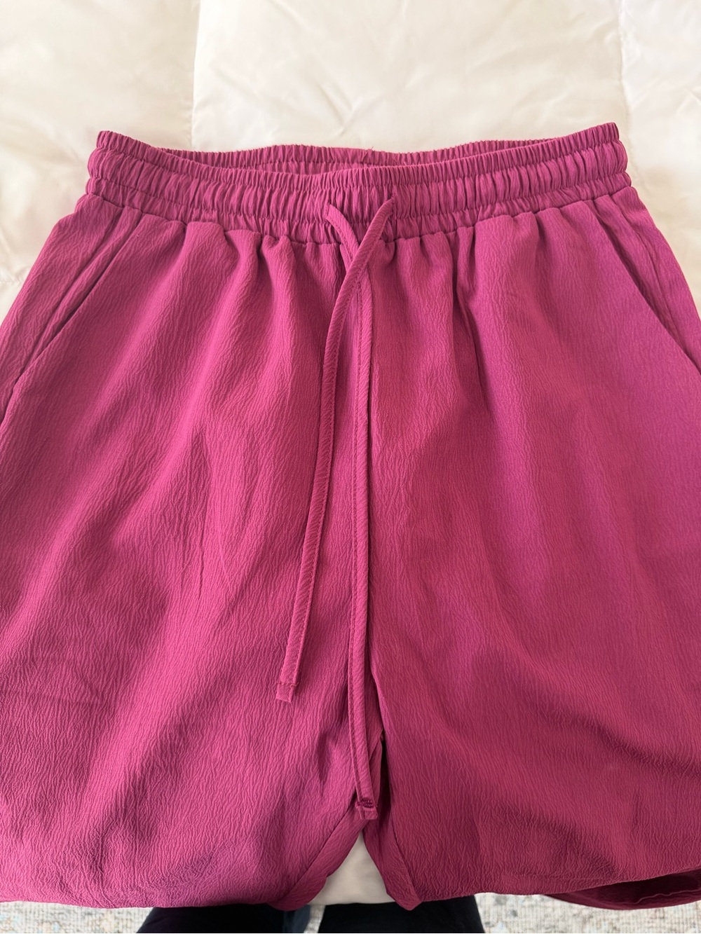 SHEIN Berry Drawstring Straight-Leg Linen Blend Pants - Picture 5 of 6